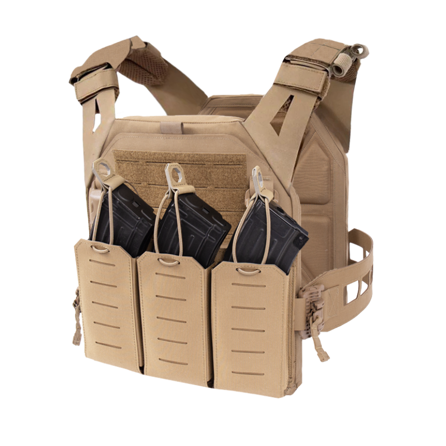 Warrior Laser Cut LPC V3 Low Profile Plate Carrier Base With Slimline Ladder Sides, DFP AK47 7.62 Magazine Pouch