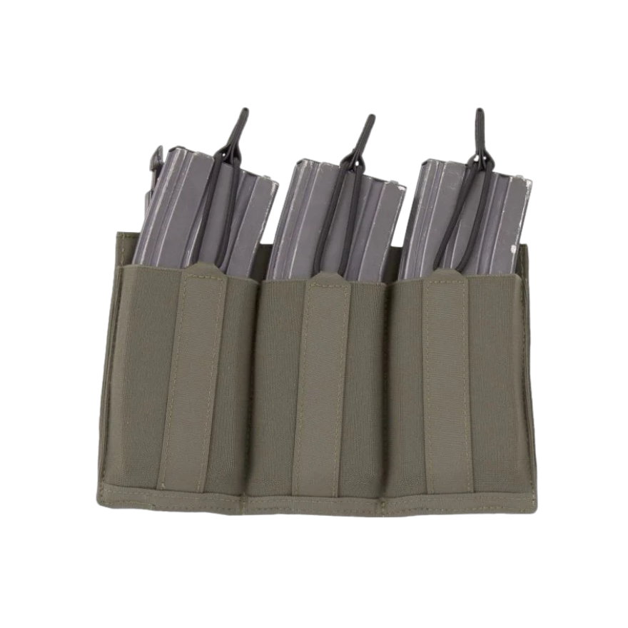 Warrior Laser Cut Detachable Front Panel, Triple Bungee, Low Profile Elastic 5.56 Mag Pouch Ranger Green
