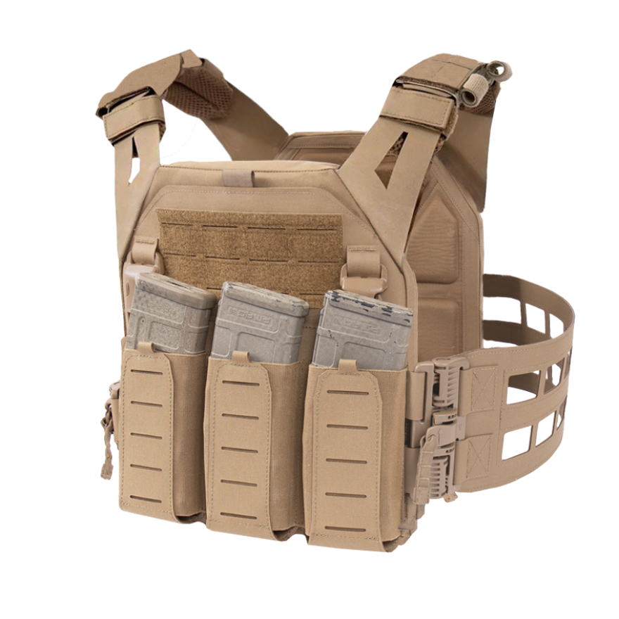 Warrior Laser Cut LPC V2 Low Profile Plate Carrier with Ladder Sides and 5.56 Triple Bungee Low Profile Elastic G2 Magazine Pouch