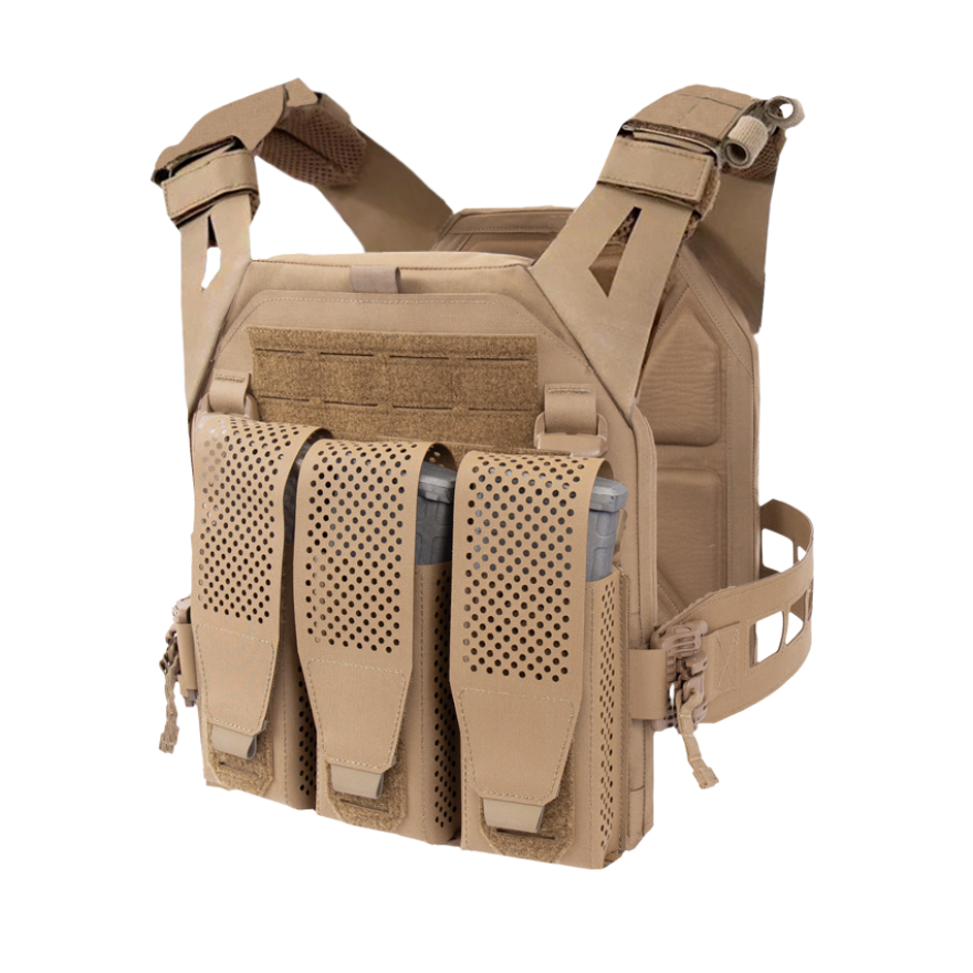 Warrior Laser Cut LPC V3 Low Profile Plate Carrier Base With Slimline Ladder Sides, DFP Triple Adaptive Mag Pouch & 5.56 Triple Inserts