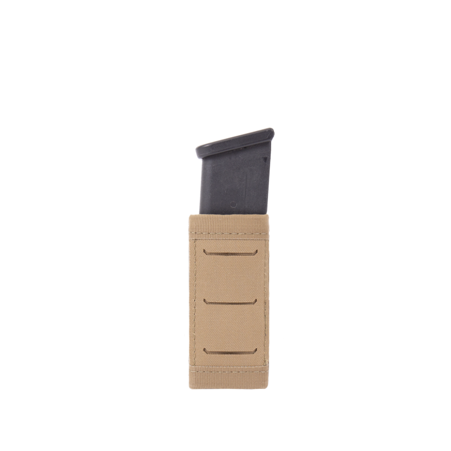 Warrior Laser Cut Single Snap Mag Pouch 9mm Short Coyote Tan