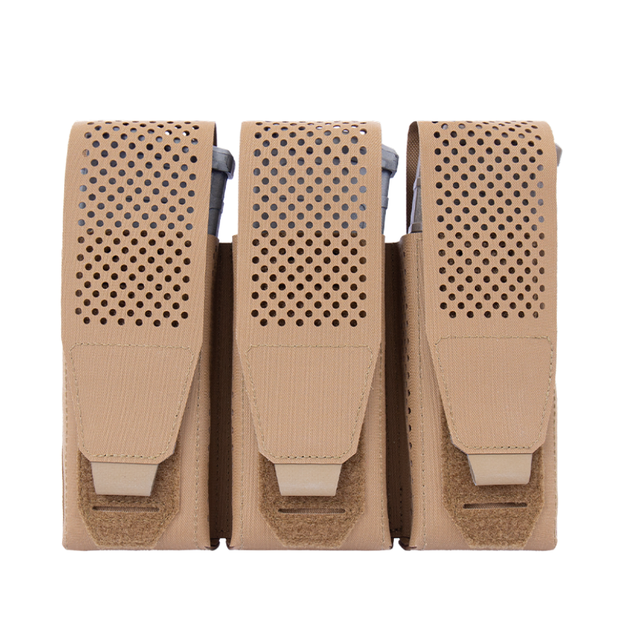 Warrior Laser Cut Detachable Front Panel Triple Adaptive Mag Pouch Coyote Tan