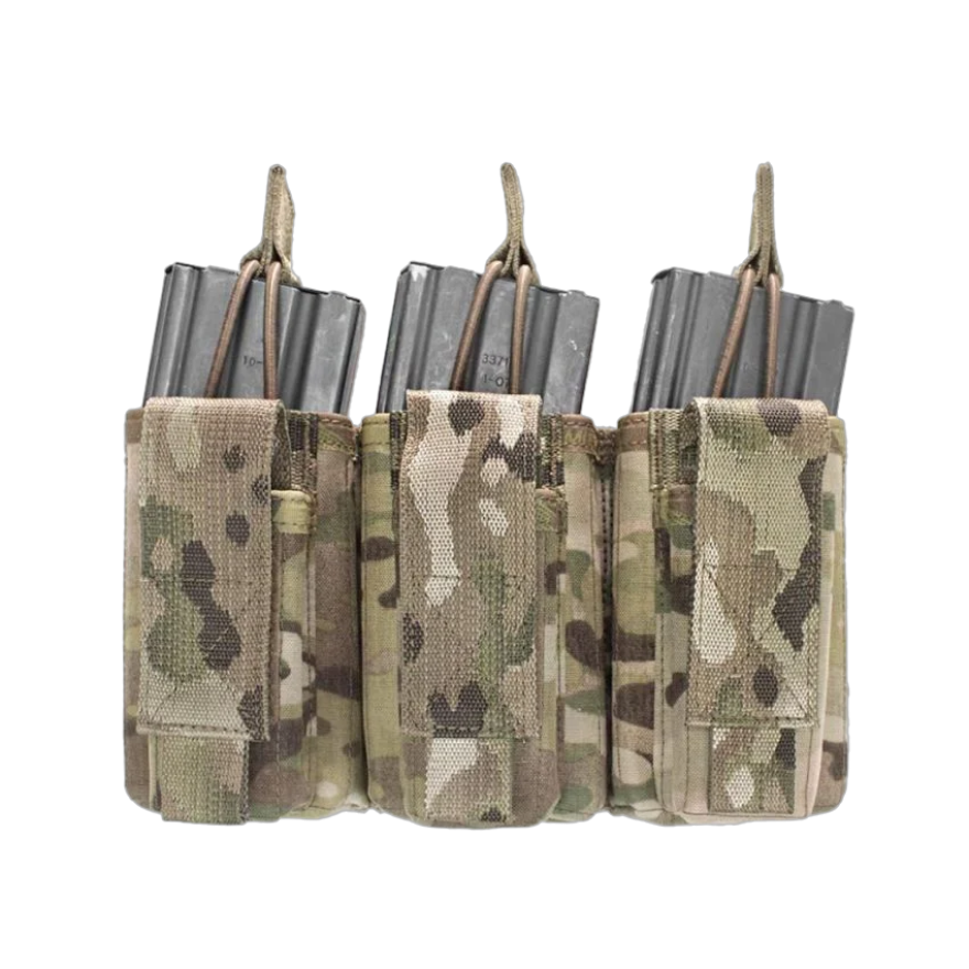Warrior Triple Open 5.56mm Mag/Bungee Retention with 3 Pistol Mag Pouches MultiCam