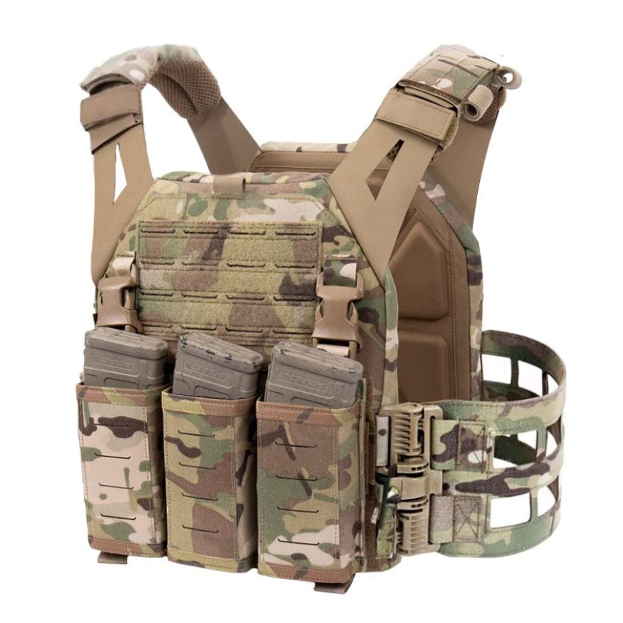 Warrior Laser Cut LPC V2 Low Profile Plate Carrier with Ladder Sides and DFP Triple Snap Mag Pouch & 5.56 Triple Inserts