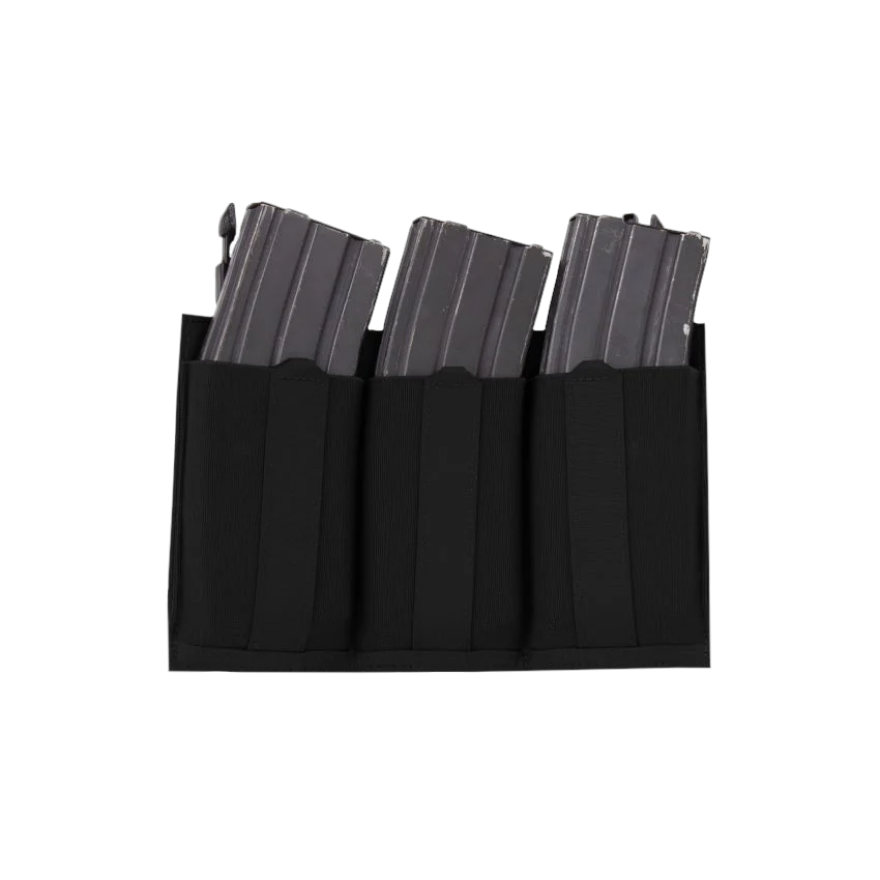 Warrior Laser Cut Detachable Front Panel, Triple Bungee, Low Profile Elastic 5.56 Mag Pouch Black