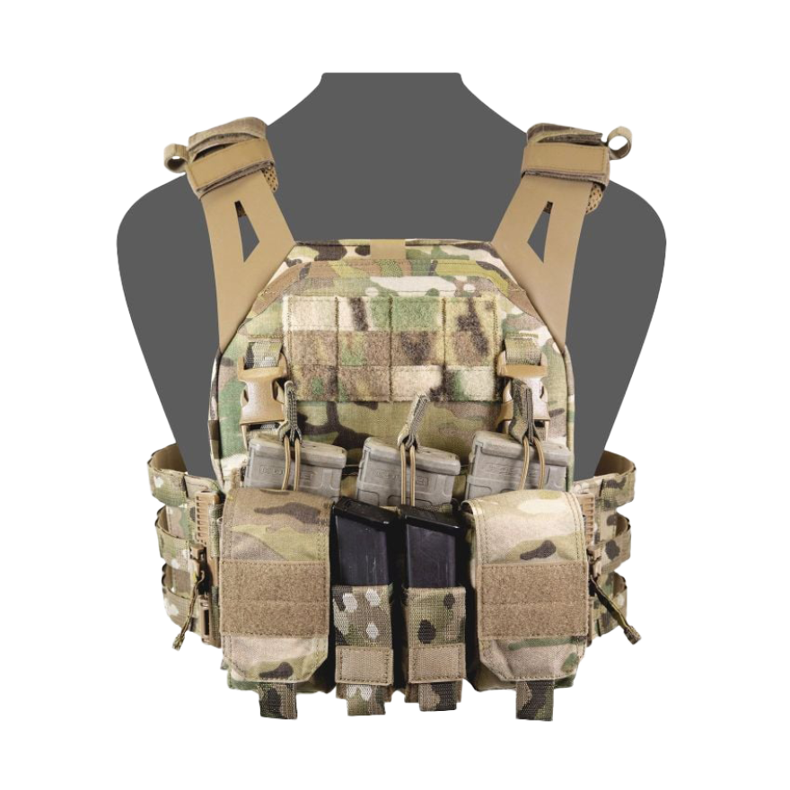 Warrior LPC V2 DFP MK1 Low Profile Plate Carrier Combo with 3x Universal Open Mag Pouches, 2x Utility Pouches Including Additional 2x 9mm Pistol Mag Pouches