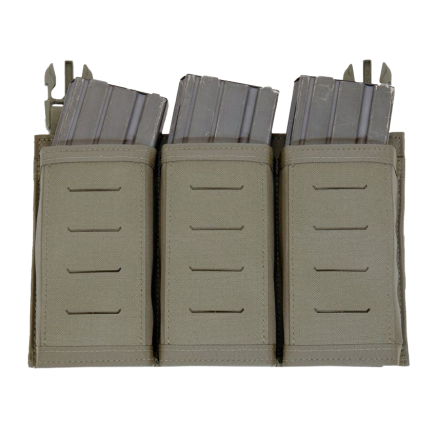 Warrior Laser Cut Detachable Front Panel Triple Snap Mag Pouch Ranger Green