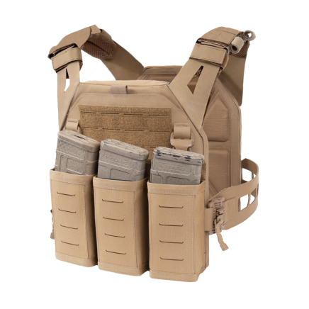 Warrior Laser Cut LPC V3 Low Profile Plate Carrier Base With Slimline Ladder Sides, DFP Triple Snap Mag Pouch & 5.56 Triple Inserts