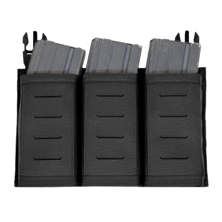 Warrior Laser Cut Detachable Front Panel Triple Snap Mag Pouch Black