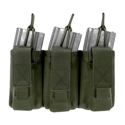 Warrior Triple Open 5.56mm Mag/Bungee Retention with 3 Pistol Mag Pouches Olive Drab