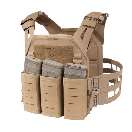 Warrior Laser Cut LPC V2 Low Profile Plate Carrier with Ladder Sides and DFP Triple Snap Mag Pouch & 5.56 Triple Inserts