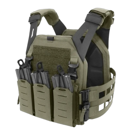 Warrior Laser Cut LPC V2 Low Profile Plate Carrier with Ladder Sides and 5.56 Triple Bungee Magazine Pouch