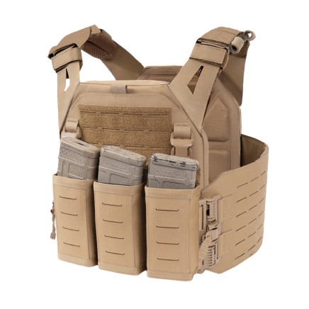 Warrior Laser Cut LPC V1 Low Profile Plate Carrier with Solid Sides, DFP Triple Snap Mag Pouch & 5.56 Triple Inserts