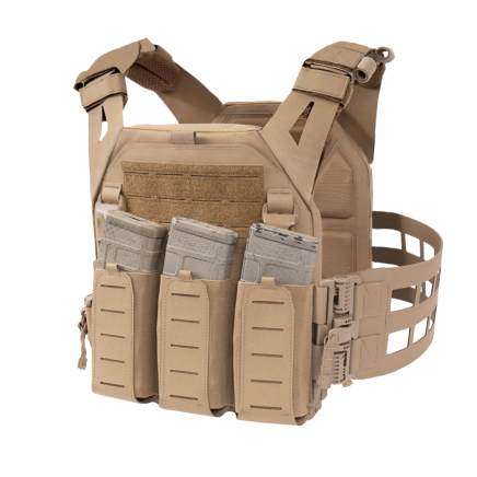 Warrior Laser Cut LPC V2 Low Profile Plate Carrier with Ladder Sides and 5.56 Triple Bungee Low Profile Elastic G2 Magazine Pouch