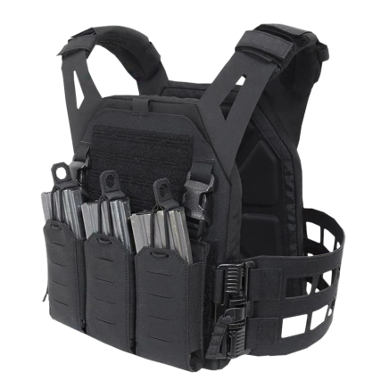 Warrior Laser Cut LPC V2 Low Profile Plate Carrier with Ladder Sides and 5.56 Triple Bungee Magazine Pouch