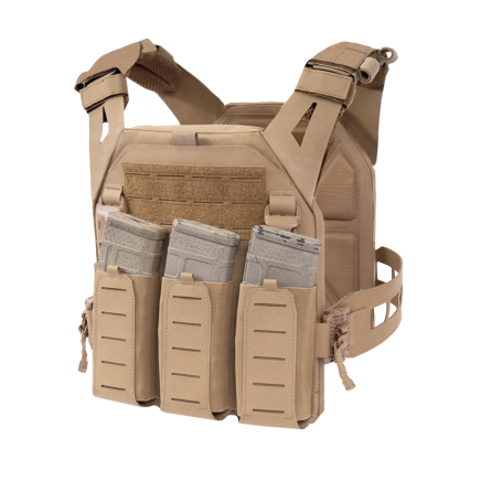 Warrior Laser Cut LPC V3 Low Profile Plate Carrier Base With Slimline Ladder Sides, DFP Triple Bungee Low Profile Elastic G2 5.56 Mag Pouch
