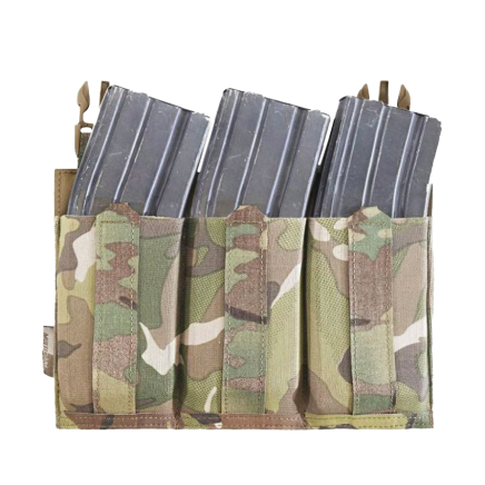 Warrior Laser Cut Detachable Front Panel, Triple Bungee, Low Profile Elastic 5.56 Mag Pouch MultiCam