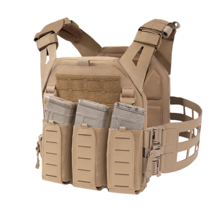 Warrior Laser Cut LPC V2 Low Profile Plate Carrier with Ladder Sides and 5.56 Triple Bungee Low Profile Elastic G2 Magazine Pouch